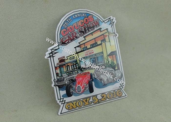 Brass Stamped Soft Magnet Fridge Souvenir Badge , Customized Metal Car Emblem