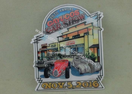 Brass Stamped Soft Magnet Fridge Souvenir Badge , Customized Metal Car Emblem