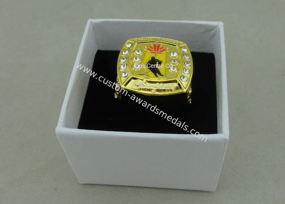 Customized Metal Souvenir Ring Badge With Rhinestone By Die Casting