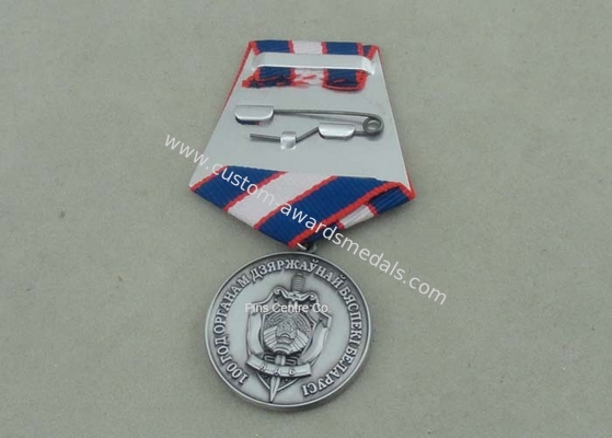 Antique Silver Government Short Ribbon Medals , Awards Medallions With Brass Material