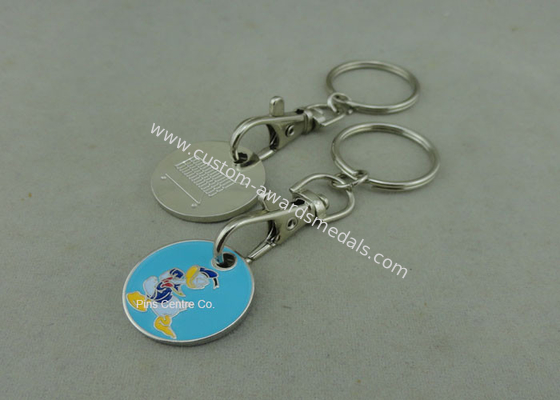 Promotional 2D Shopping Cart Coin Keychain , Iron Stamped Custom Metal Tokens