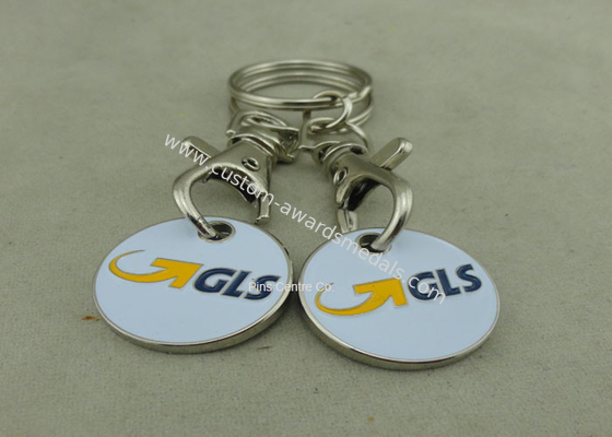 Die Stamped Trolley Token Keyring With Soft Enamel Shopping Coin