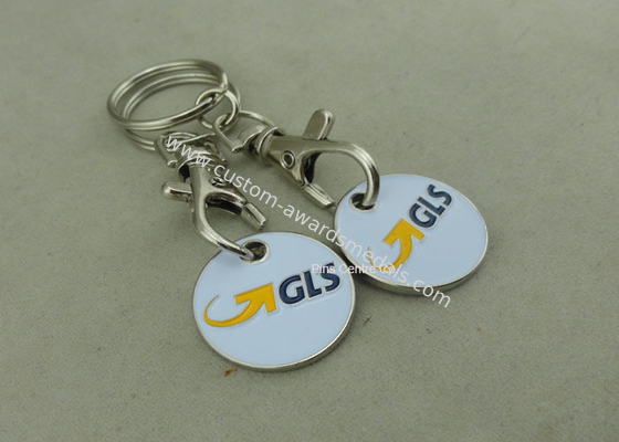 Die Stamped Trolley Token Keyring With Soft Enamel Shopping Coin