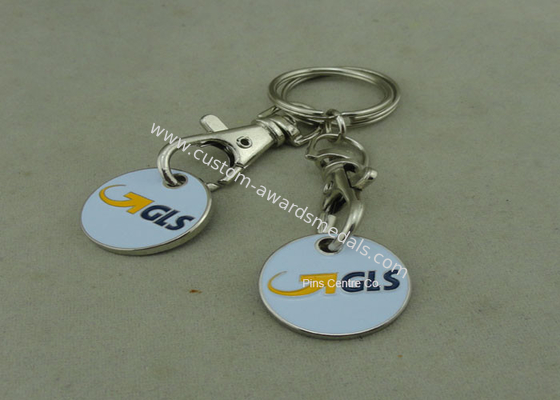 Die Stamped Trolley Token Keyring With Soft Enamel Shopping Coin