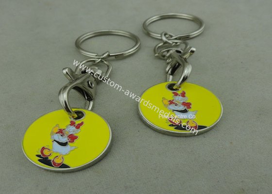 Suppermarket Shopping Trolley Coin With Keyring / Customized Logo