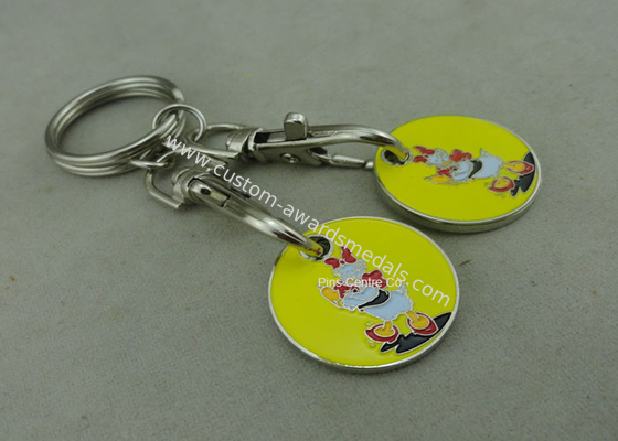 Suppermarket Shopping Trolley Coin With Keyring / Customized Logo