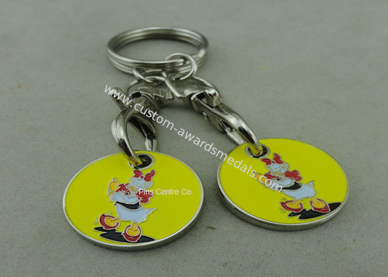 Suppermarket Shopping Trolley Coin With Keyring / Customized Logo