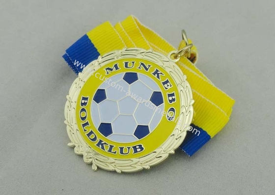 Die Cast Ribbon Medals With Soft Enamel , Antique Nickel Plating