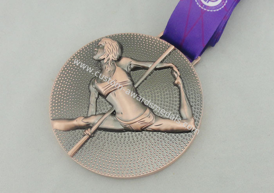 Triathlon Ribbon Medals Nickel Plated Die Struck For Decoration