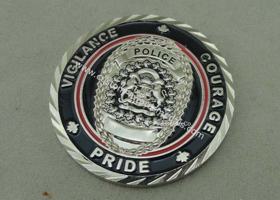 3D Rope Edge Antique Metal Coin Hard Enamel Silver Policeman Coin Souvenir Challenge Die Casting Coin