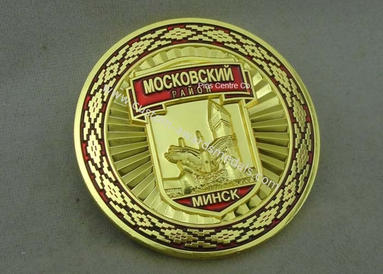 Zinc Alloy Metal 3D Coin Gold Military Challenge Coin , Soft Enamel Souvenir Coin