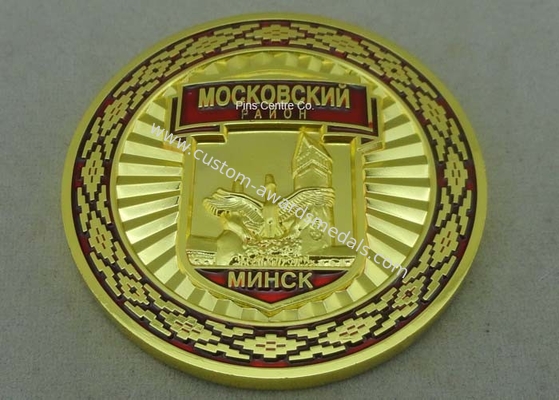 Zinc Alloy Metal 3D Coin Gold Military Challenge Coin , Soft Enamel Souvenir Coin