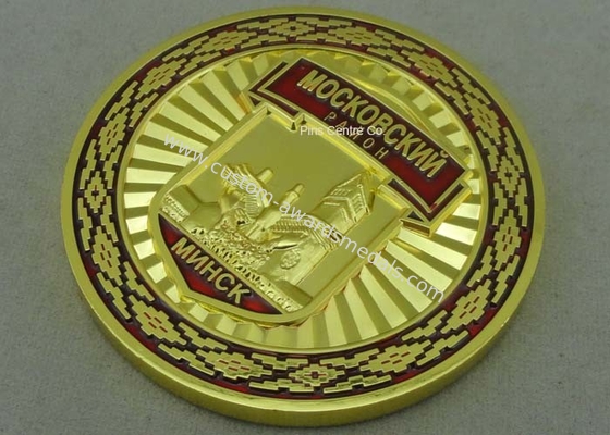 Zinc Alloy Metal 3D Coin Gold Military Challenge Coin , Soft Enamel Souvenir Coin