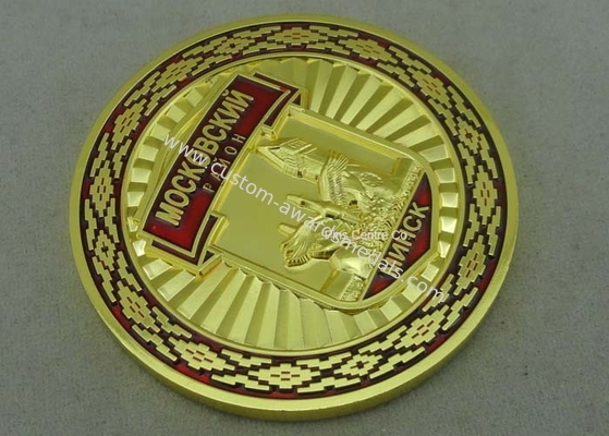 Zinc Alloy Metal 3D Coin Gold Military Challenge Coin , Soft Enamel Souvenir Coin