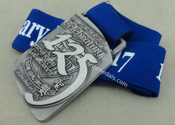 Zinc Alloy Die Casting Medals 3D Awards Sport Medals , Running Marathon Ribbon Enamel Medals