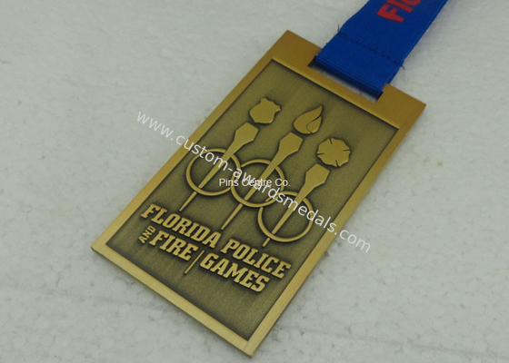 Customized Gold 3D Marathon Medals , Die Casting Sport Medals , Ribbon Enamel Medals With Zinc Alloy