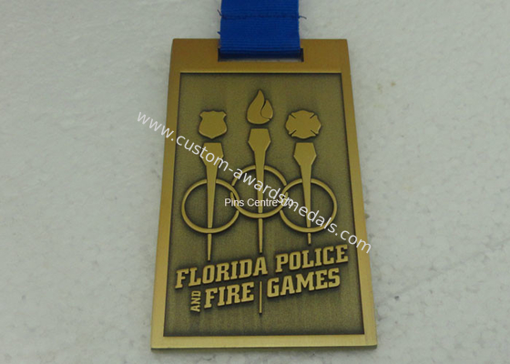 Customized Gold 3D Marathon Medals , Die Casting Sport Medals , Ribbon Enamel Medals With Zinc Alloy