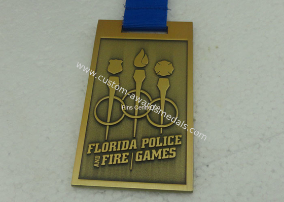 Customized Gold 3D Marathon Medals , Die Casting Sport Medals , Ribbon Enamel Medals With Zinc Alloy