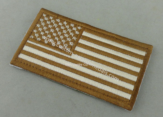 Twill Fabric Custom Embroidery Patches , Iron-on Velcro Badges Eco-Friendly