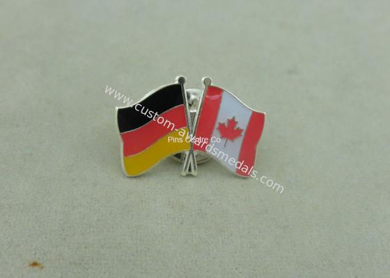 Epoxy Award Soft Enamel Pin , Silver Club Flag Die Stamped Iron Pins