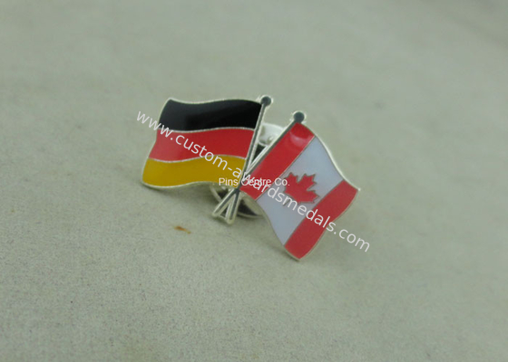 Epoxy Award Soft Enamel Pin , Silver Club Flag Die Stamped Iron Pins