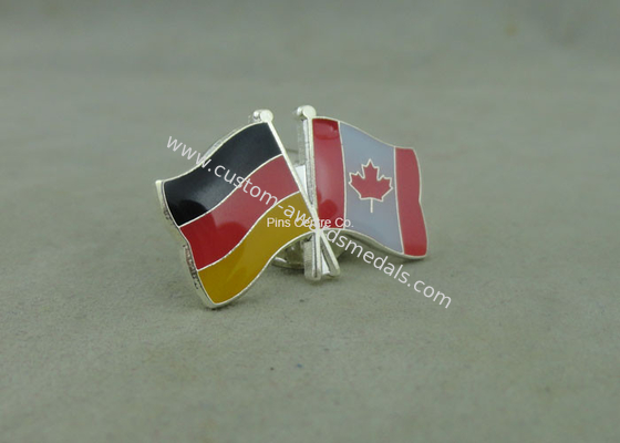 Epoxy Award Soft Enamel Pin , Silver Club Flag Die Stamped Iron Pins