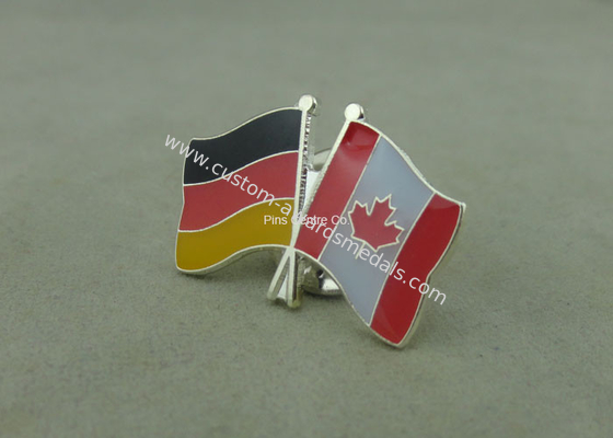 Epoxy Award Soft Enamel Pin , Silver Club Flag Die Stamped Iron Pins