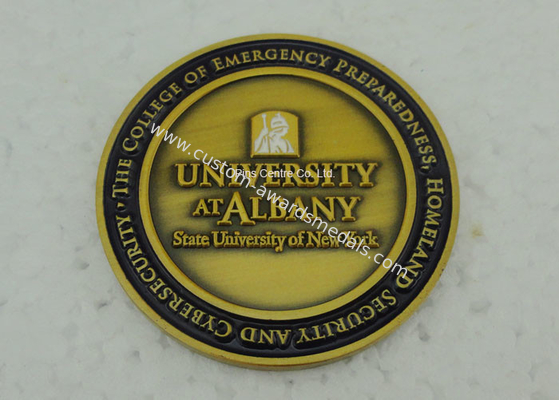 Antique Gold University Personalized Coins , Brass Stamped Soft Enamel Military Challenge Coin