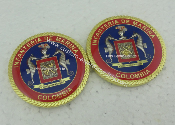 3D Customized Marina Personalized Coins , Challenge Colombia Coins With Zinc Alloy