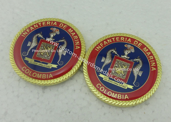 3D Customized Marina Personalized Coins , Challenge Colombia Coins With Zinc Alloy