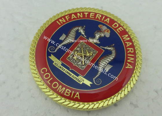 3D Customized Marina Personalized Coins , Challenge Colombia Coins With Zinc Alloy