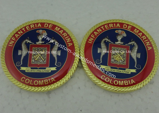 3D Customized Marina Personalized Coins , Challenge Colombia Coins With Zinc Alloy