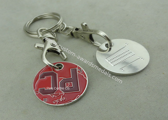 Supermarket Trolley Tokens Key Chain Brass Stamped Customized