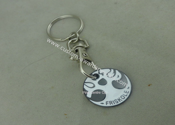 Hard Enamel Promotional Iron Stamped Trolley Token Keyring Customized