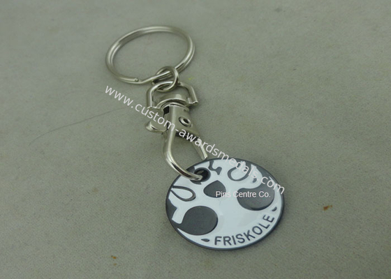 Hard Enamel Promotional Iron Stamped Trolley Token Keyring Customized