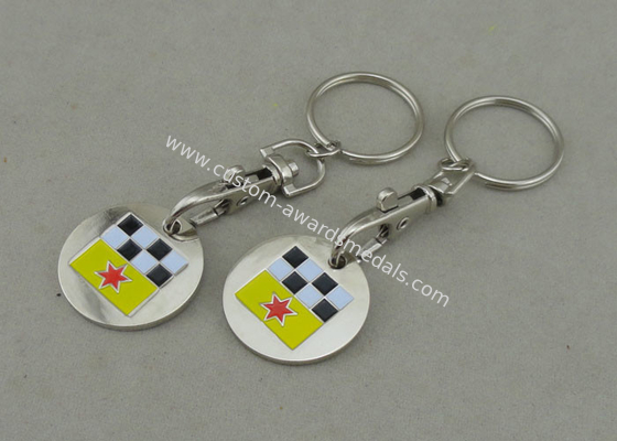 Die Struck Customized Enamel Trolley Token Keyring For Ornaments