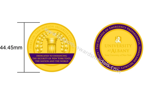 Antique Gold University Personalized Coins , Brass Stamped Soft Enamel Military Challenge Coin