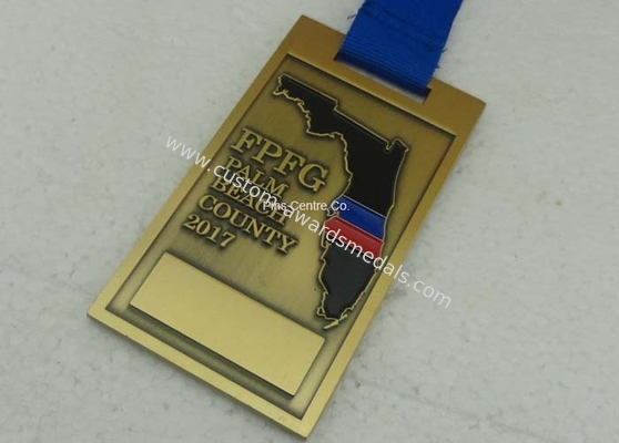 Ancient Bronze Metal Enamel Medal for Marathon Sports With Gold Finishing