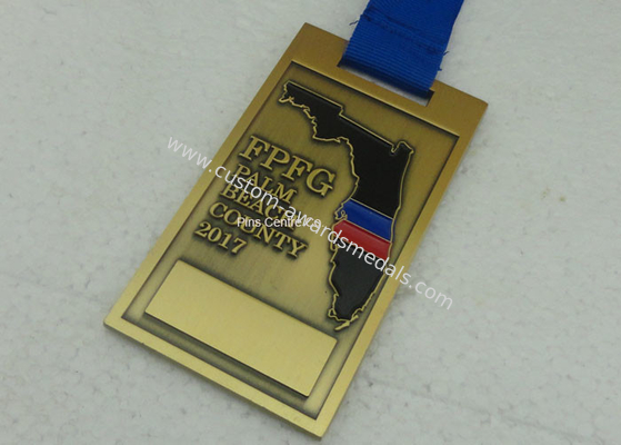 Ancient Bronze Metal Enamel Medal for Marathon Sports With Gold Finishing