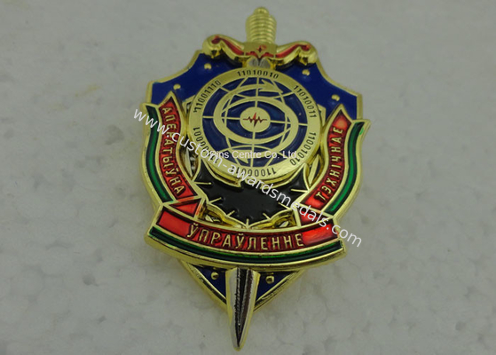 Hard Enamel Army Badges , Die Struck Zinc Alloy 3D Police Badge With Transparent Military