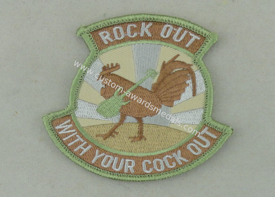 Binding Edge Woven Custom Embroidery Patches / Rock Out Patch Badges