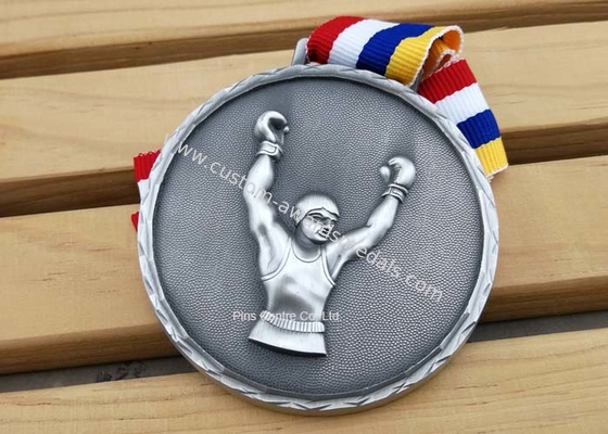 Full 3D Antique Boxing Die Cast Medals Deutschordens Karnevalsorden With Soft Enamel / Ribbon