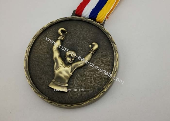 Full 3D Antique Boxing Die Cast Medals Deutschordens Karnevalsorden With Soft Enamel / Ribbon