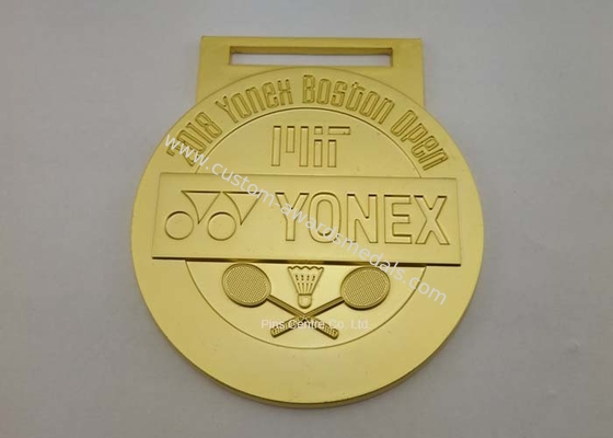 Badminton Awards Die Cast Medals , Customized Misty Plating Sport Karate Ribbon Medals