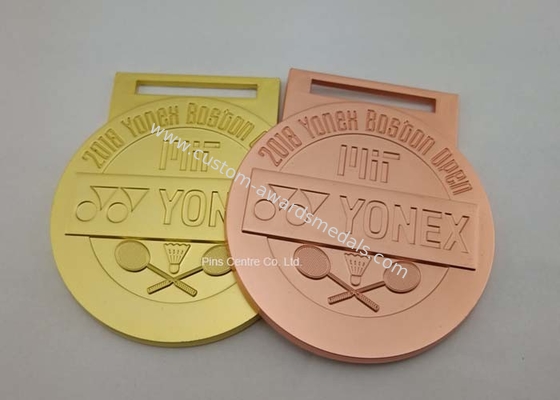 Badminton Awards Die Cast Medals , Customized Misty Plating Sport Karate Ribbon Medals