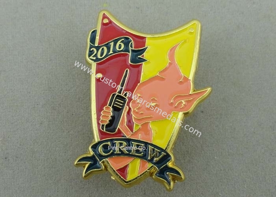 Gold Plating 3D Metal Soft Enamel Pin / Police Military Army Pin Badges