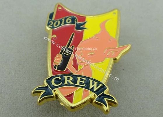 Gold Plating 3D Metal Soft Enamel Pin / Police Military Army Pin Badges