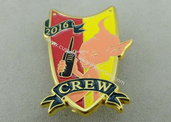 Gold Plating 3D Metal Soft Enamel Pin / Police Military Army Pin Badges