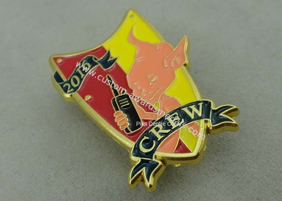 Gold Plating 3D Metal Soft Enamel Pin / Police Military Army Pin Badges