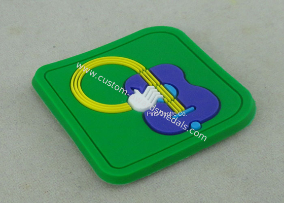 Soft PVC Awards 2D PVC Coaster Fridge Magnet , Green Plastic 3D Keychain